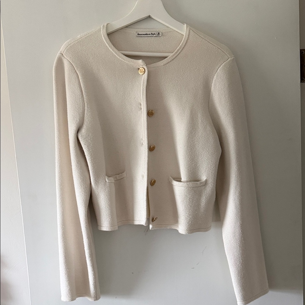 Abercrombie & Fitch Cream Button-Up Cardigan